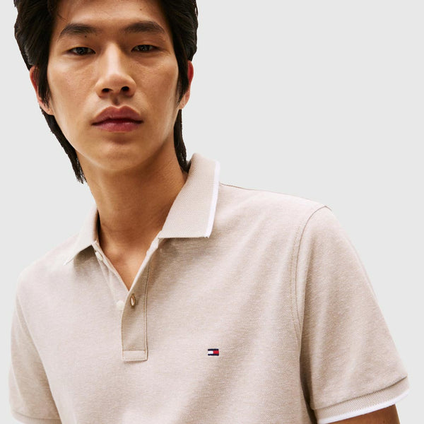 Tommy Hilfiger Msw Linen Pique Reg Polo Sandalwood