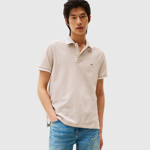 Tommy Hilfiger Msw Linen Pique Reg Polo Sandalwood
