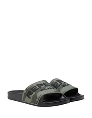 Replay Men Up Rub Camo Slides Black & Green