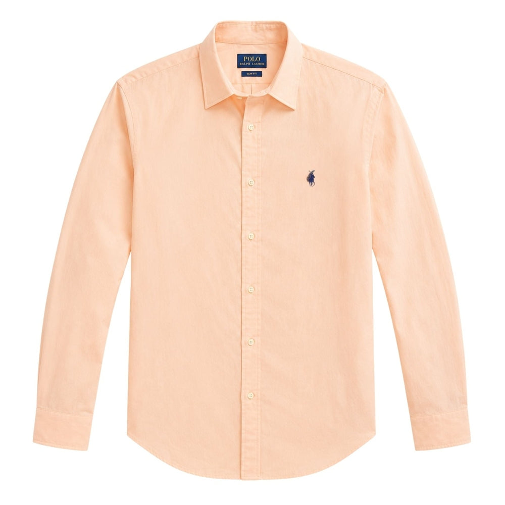 Polo Mens Long Sleeve Slim Fit Stretch Shirt In Light Pink