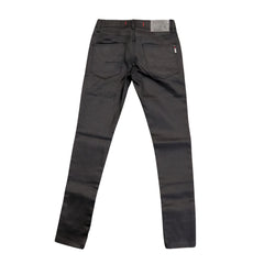Soviet Mens Wax Finish Skinny Jeans In Black