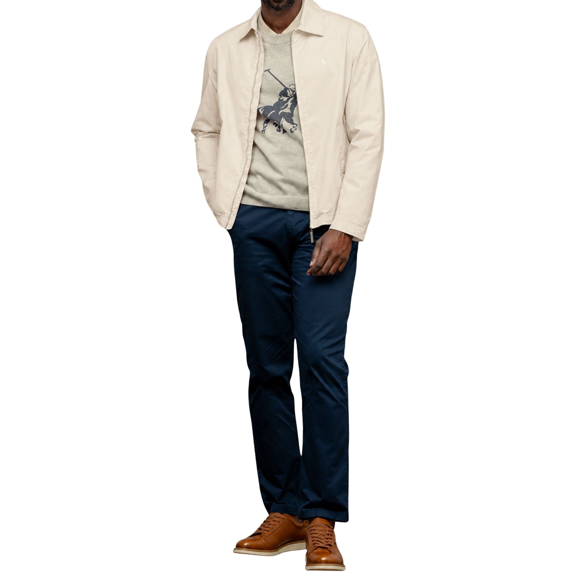 Polo Mens Cotton Harrington Jacket In Stone