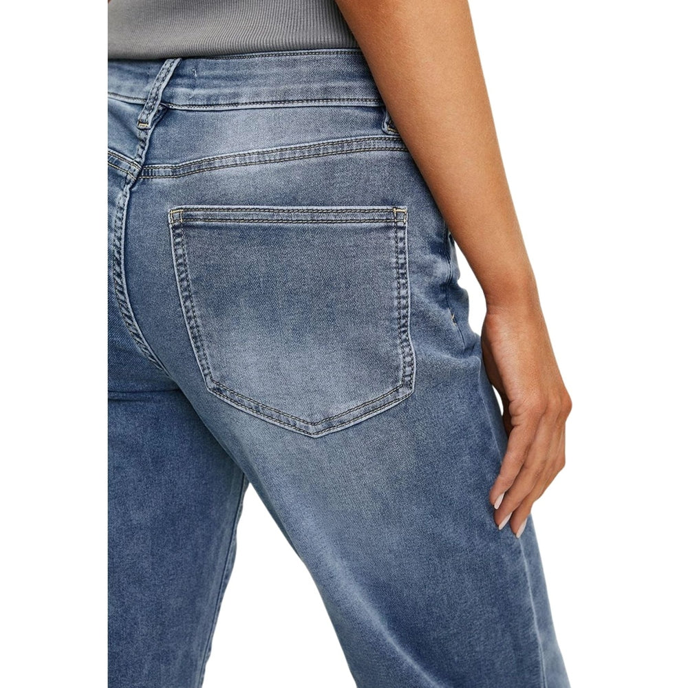 Stella Morgan Ladies Mid Waist Straight Leg Jeans In Mid Denim