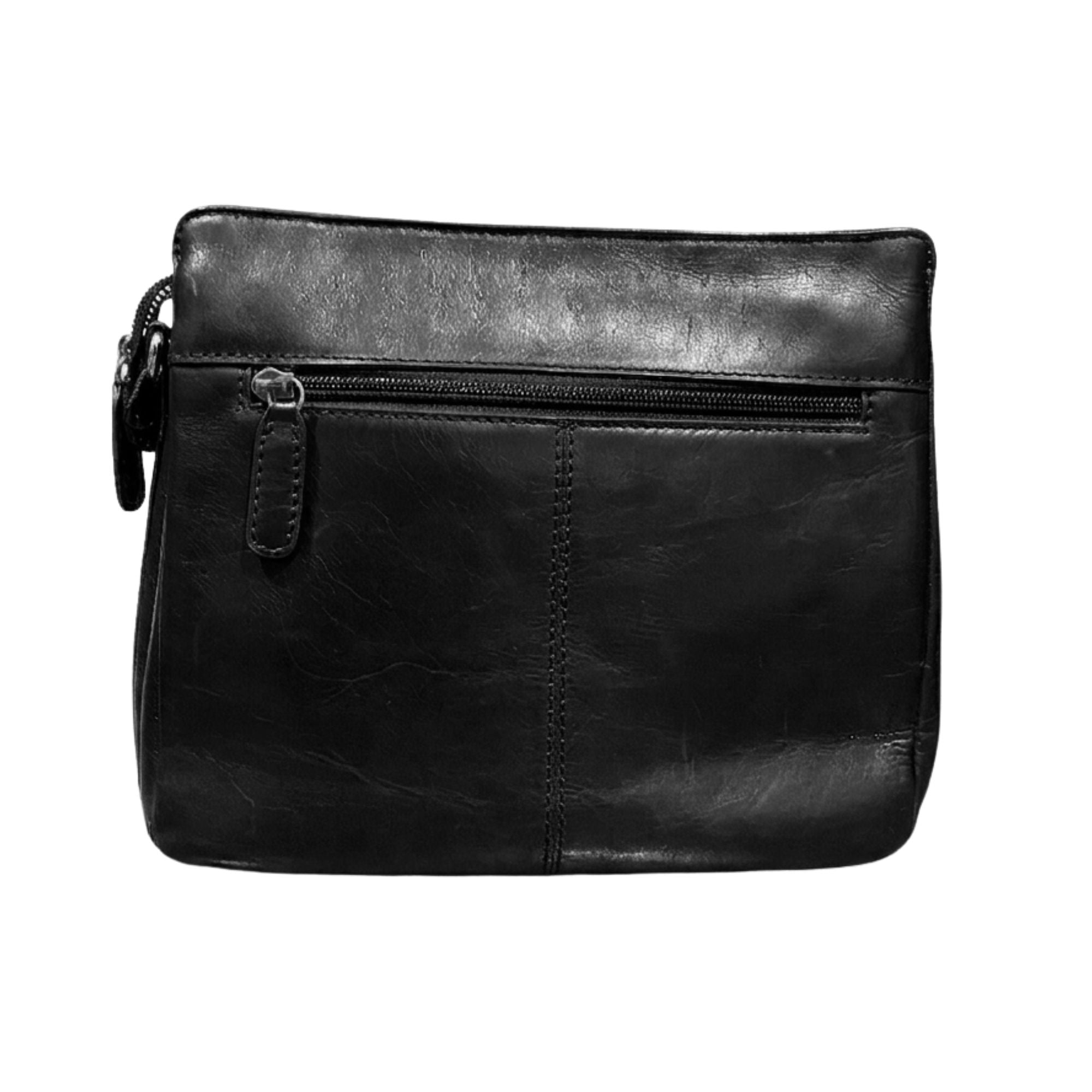 Cellini Diva Washed Leather Zip Bag In Black