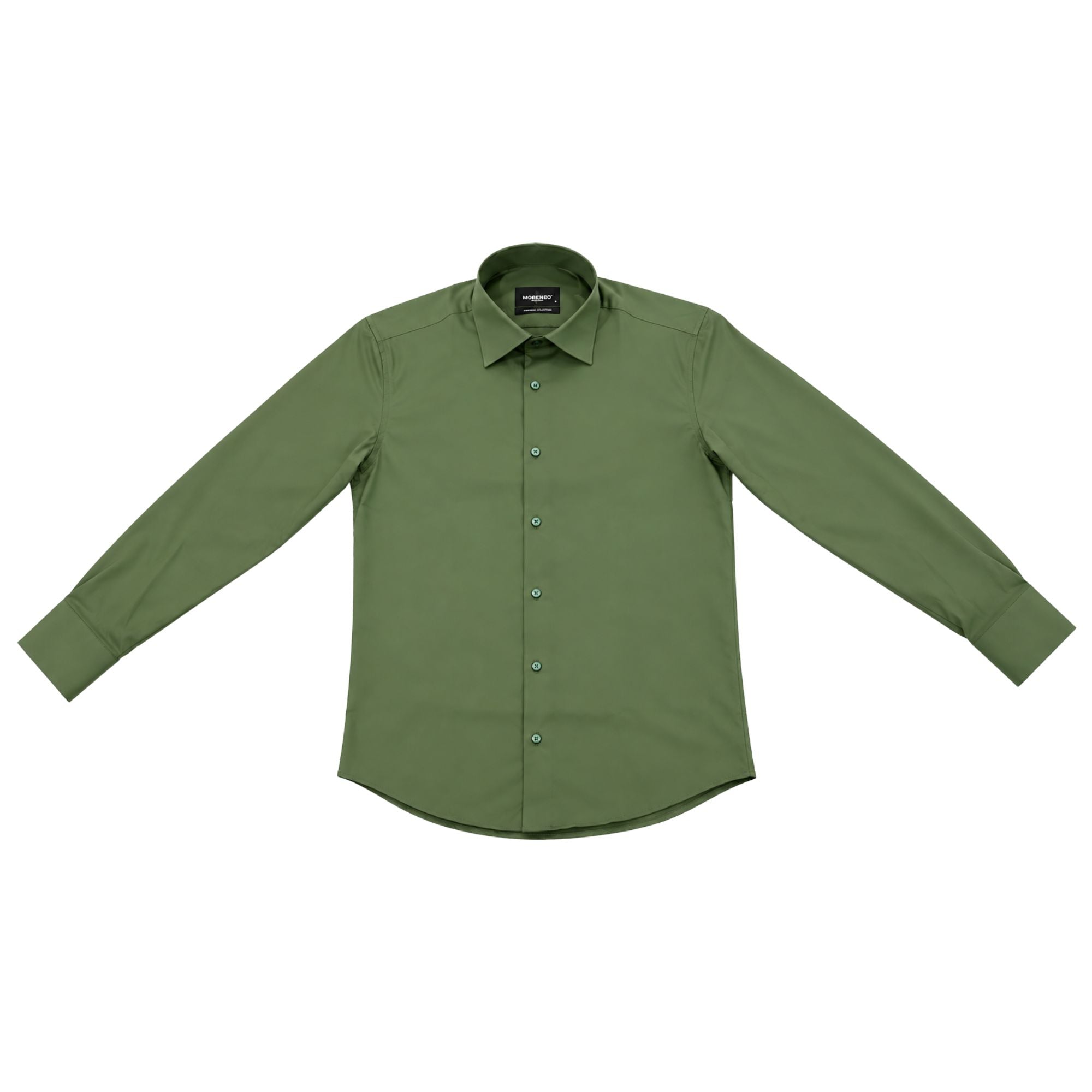 Morenzo Mens Lycra Sateen Long Sleeve Shirt In Olive