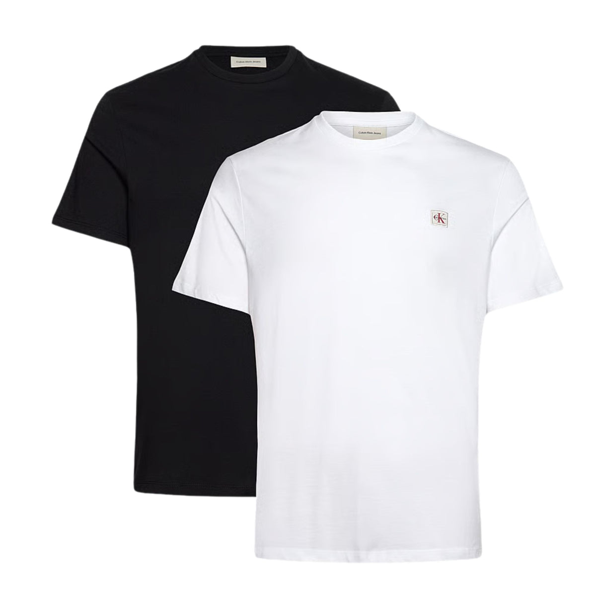 Calvin Klein Mens 2 Pack Badge T-Shirts In Black & White