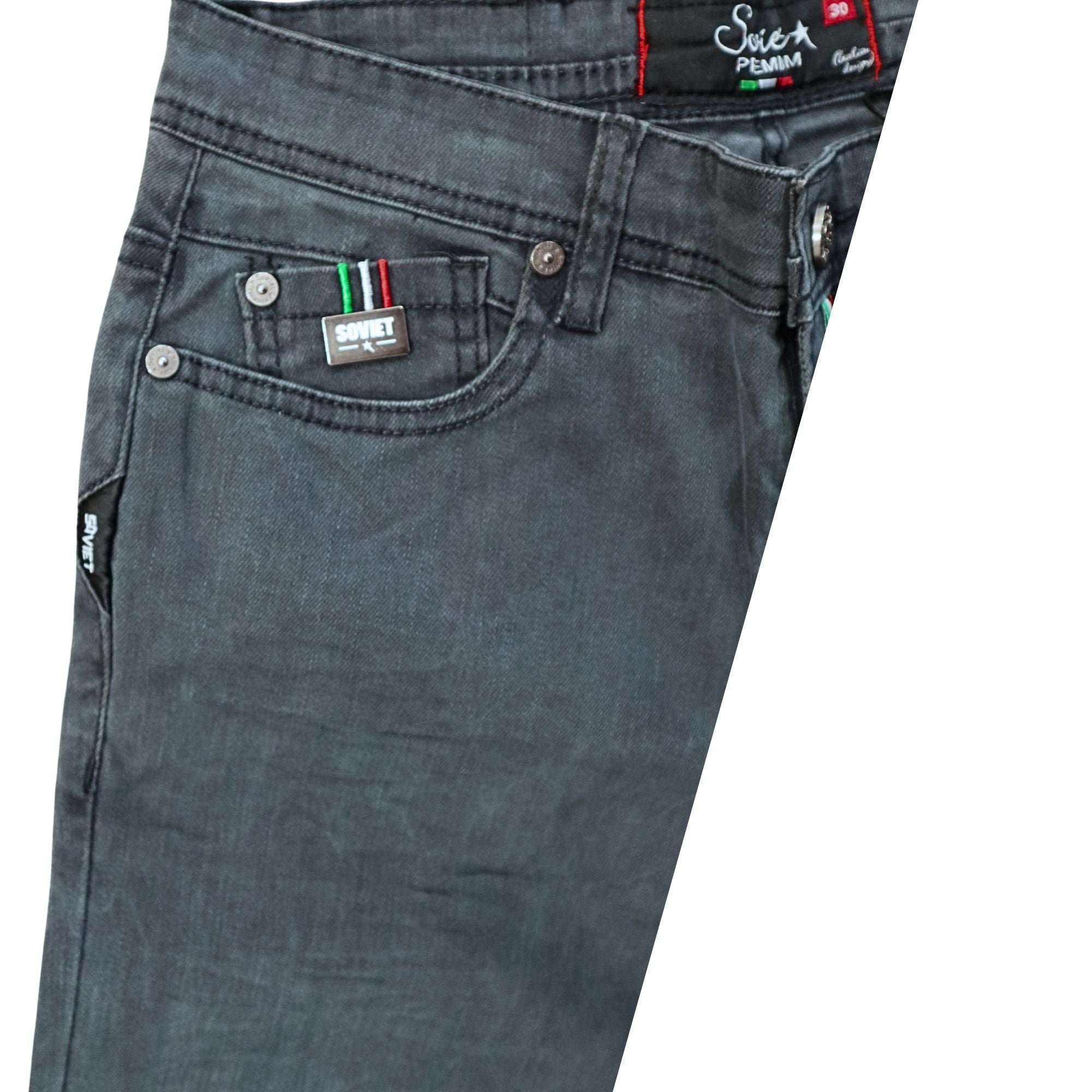 Soviet Mens Pires Slim Leg Coated Fashion Jeans In Slate