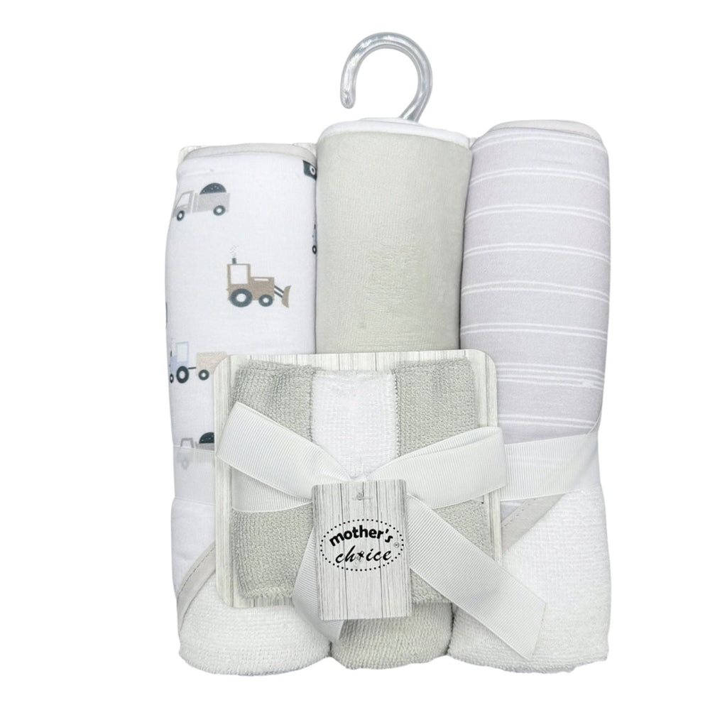 Mother's Choice Unisex 3 Piece Hooded Towels & Face Cloths In Grey