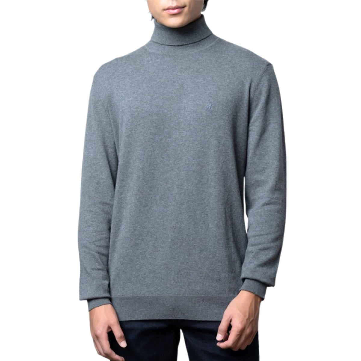 Polo Mens Roll Neck Knitwear Jersey In Grey Melange