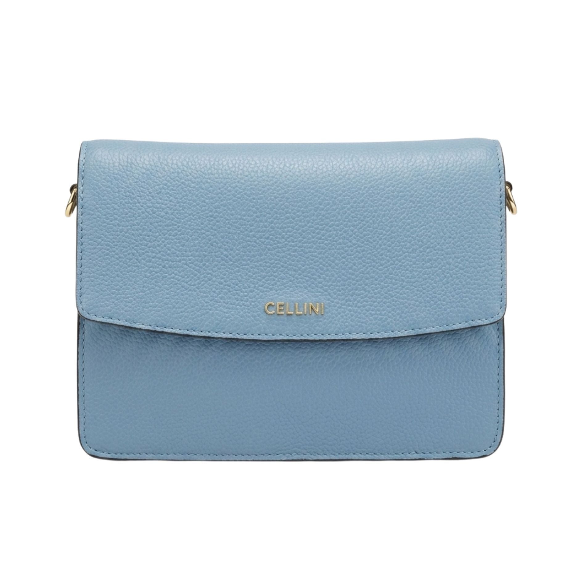 Cellini Washed Diva Leather Flapover Bag In Denim