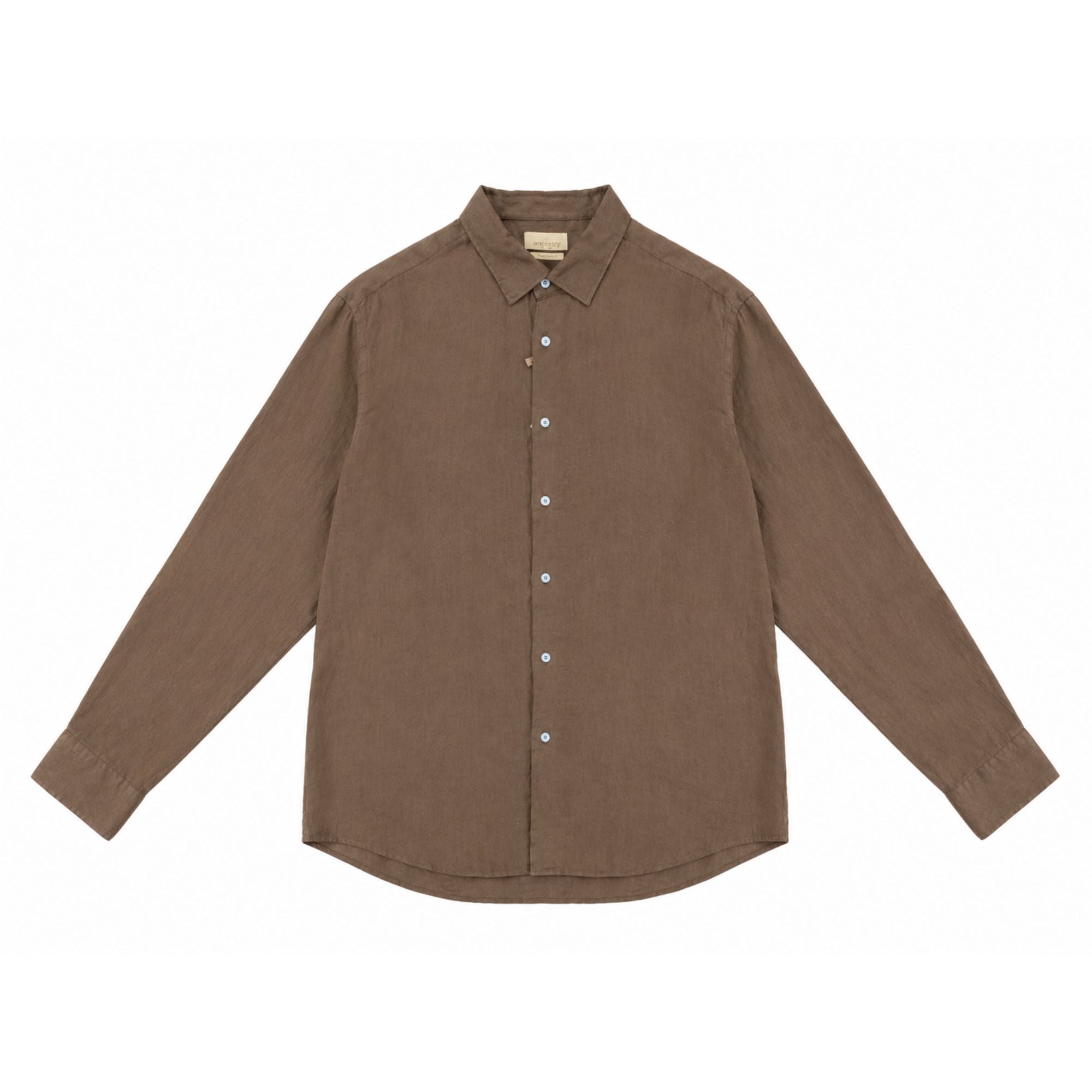 Morenzo Mens Long Sleeve Linen Shirt In Chocolate