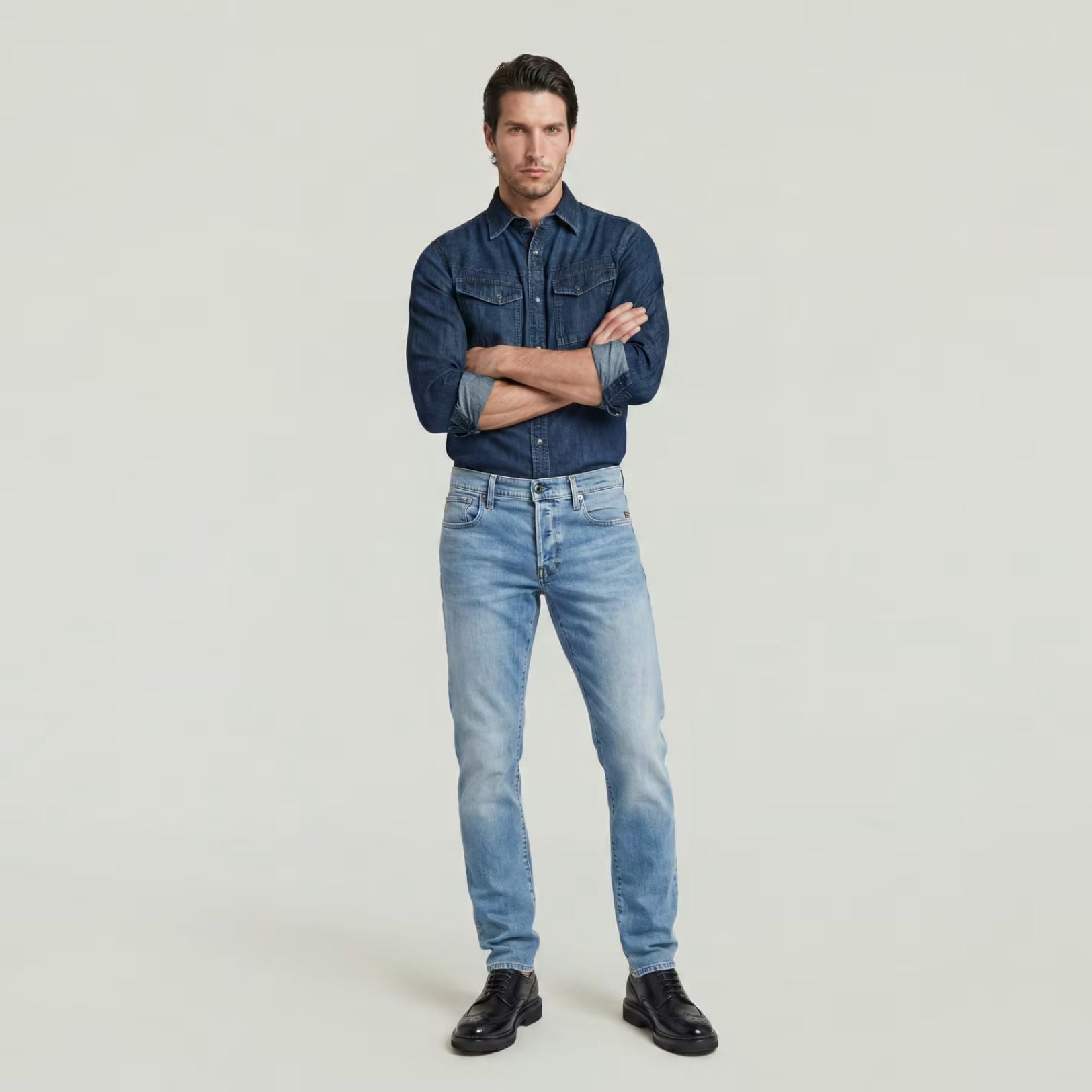 G-Star Raw Mens Regular 3301 Tapered Jeans In Light Indigo