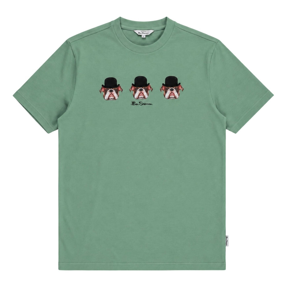 Ben Sherman Mens Brit Trio Bulldog T-Shirt In Sea