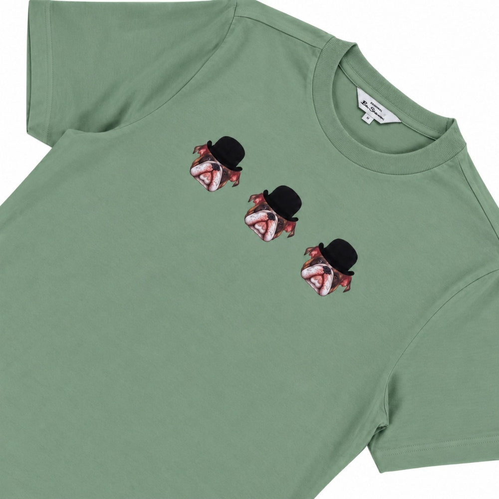 Ben Sherman Mens Brit Trio Bulldog T-Shirt In Sea