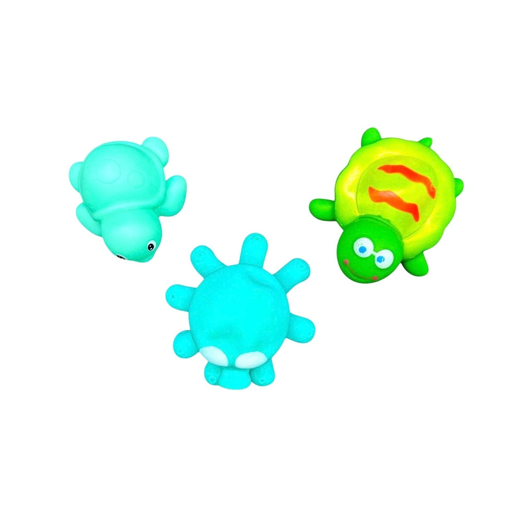 Mother's Choice Unisex 3 Hooded Towels & 3 Squeakys In Turquoise