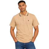 Polo Mens Plain Tipped Button Golfer In Stone