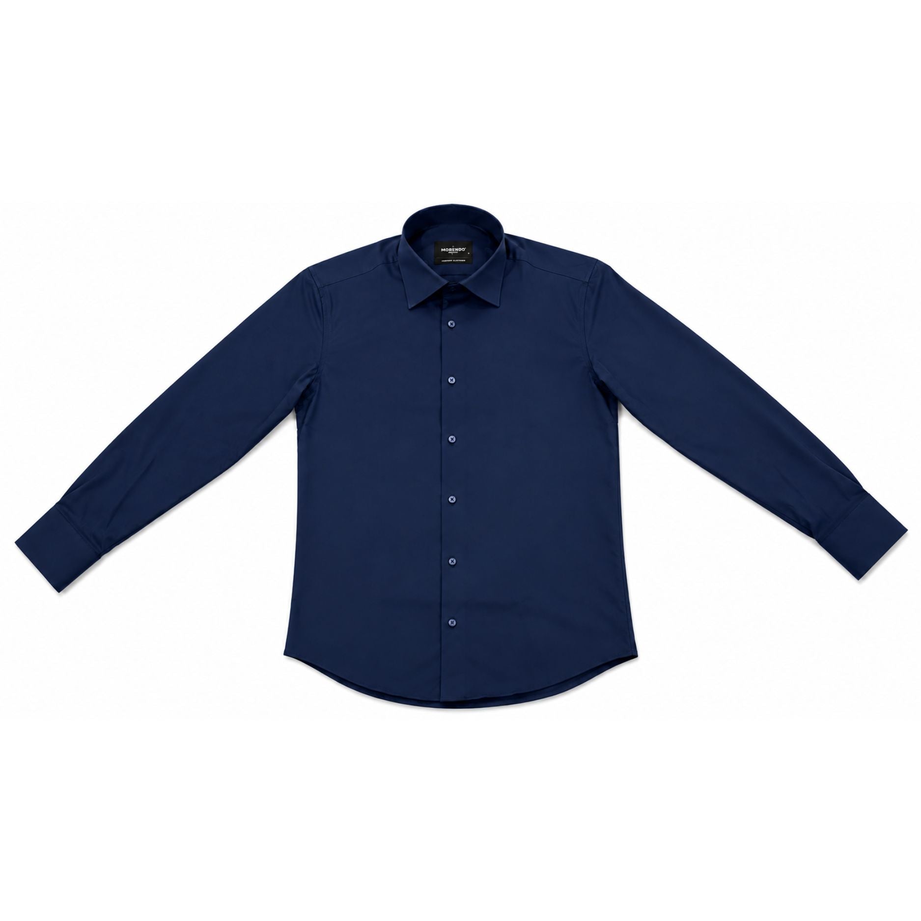 Morenzo Mens Lycra Sateen Long Sleeve Shirt In Navy