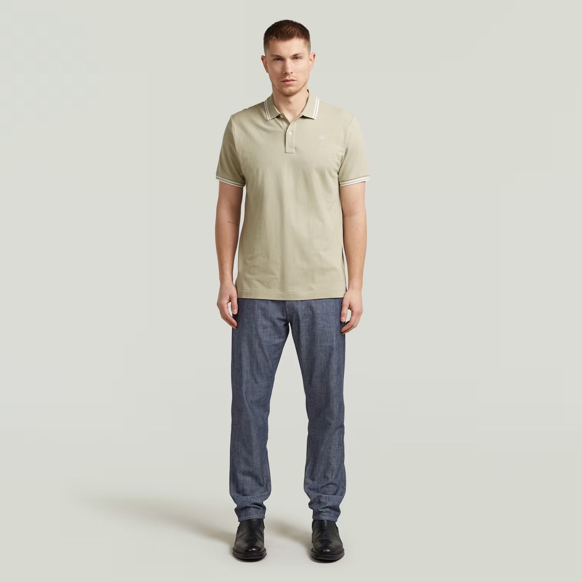 G-Star Raw Mens Dunda Slim Stripe Golfer In Khaki
