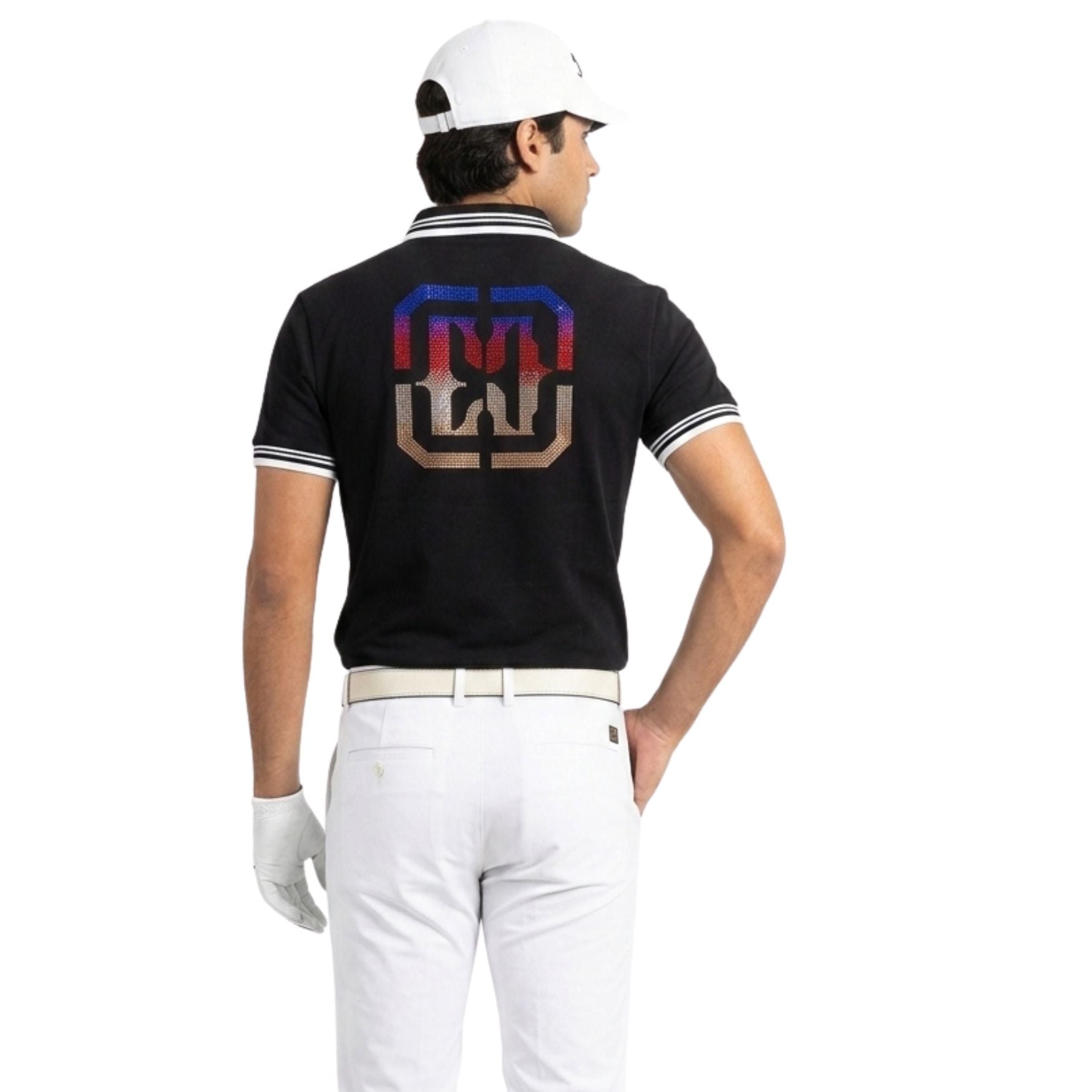 Enrico Coveri Mens Bling Polo Shirt In Black Multi