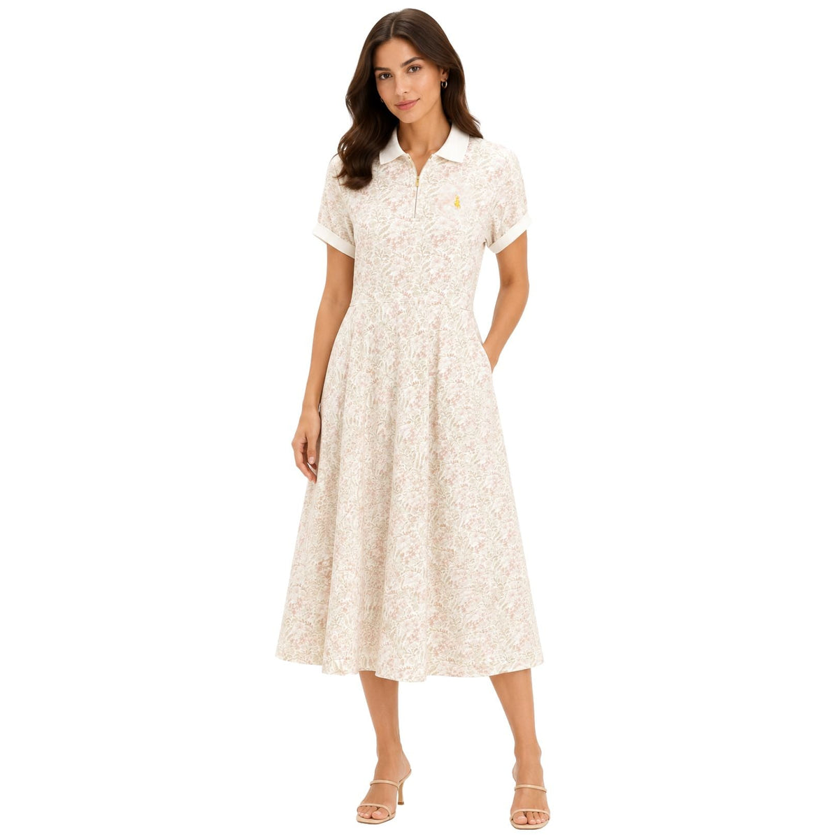 Polo Womens Emily Fit & Flare Printed Golfer Dress In Multi