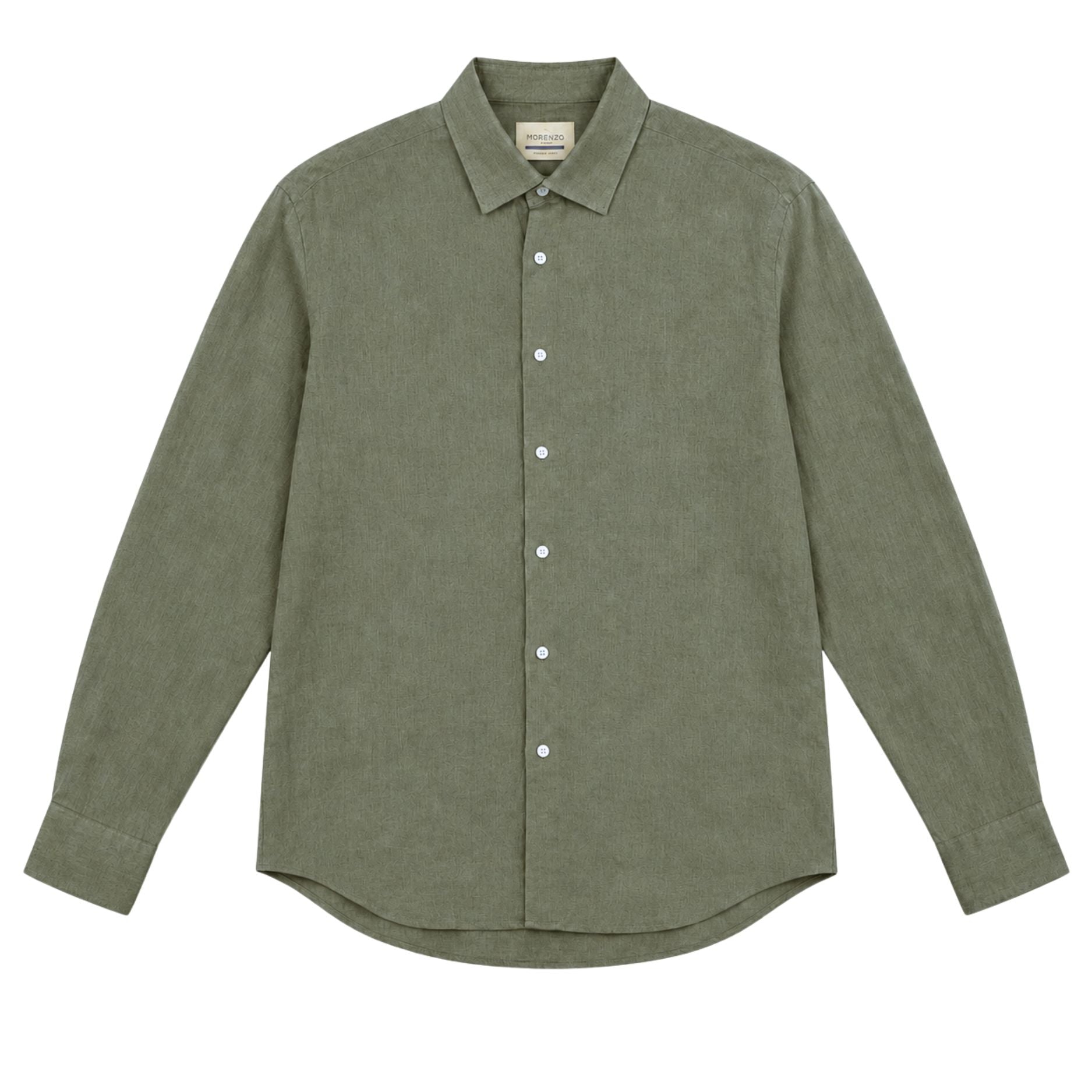 Morenzo Mens Long Sleeve Linen Shirt In Olive