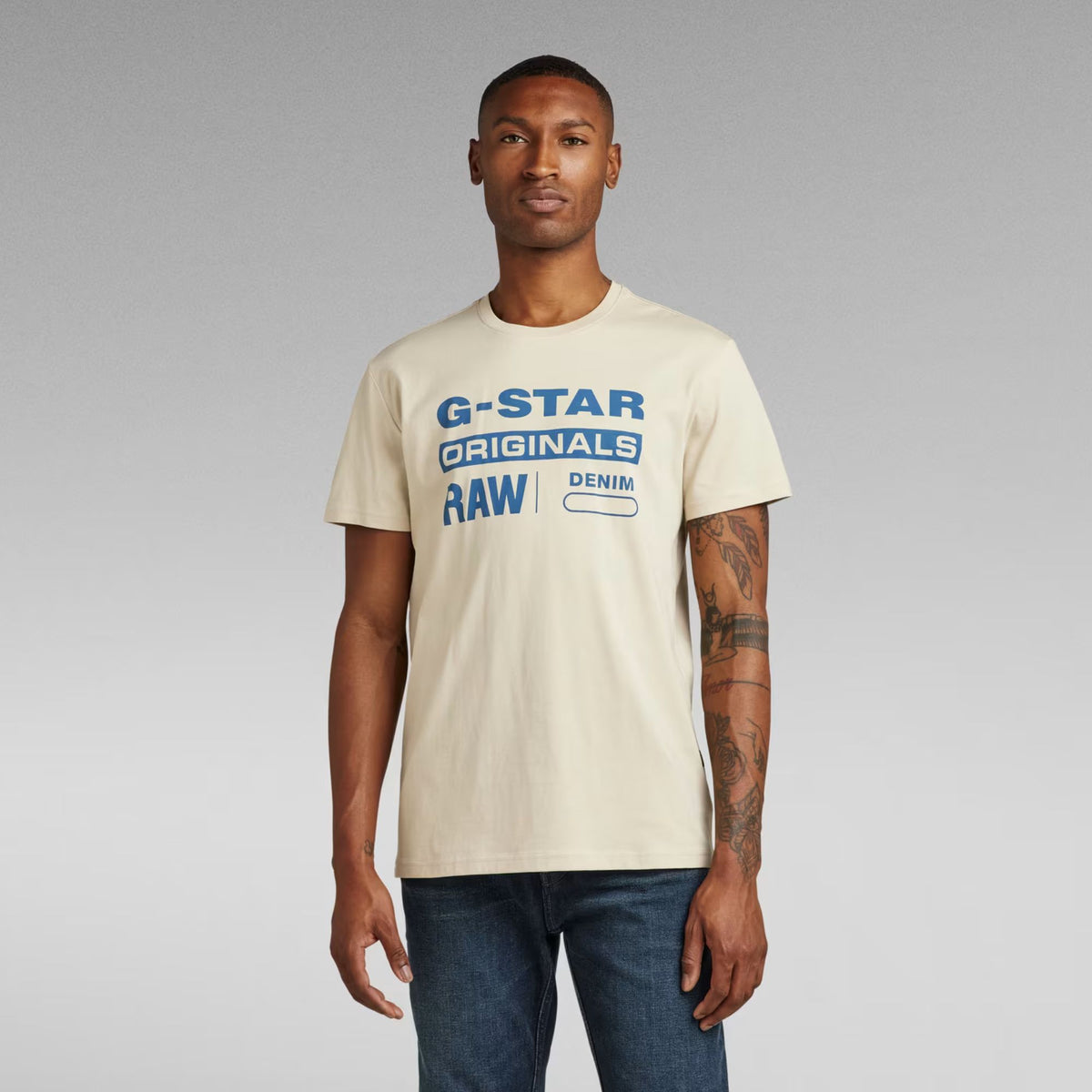 G-Star Raw Mens Originals Label T-Shirt In Brown Rice