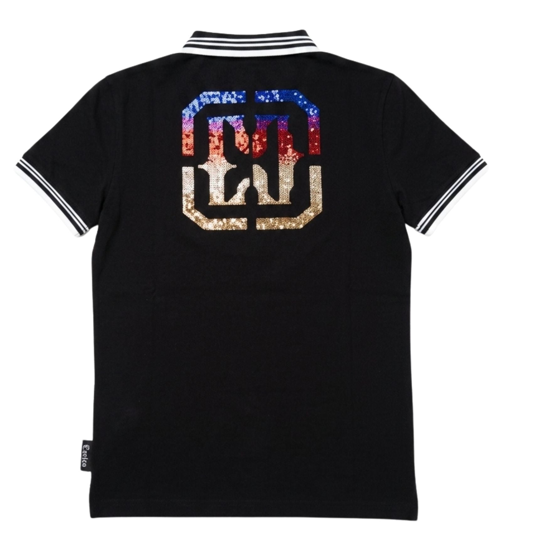 Enrico Coveri Mens Bling Polo Shirt In Black Multi