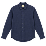 Morenzo Mens Long Sleeve Linen Shirt In Navy