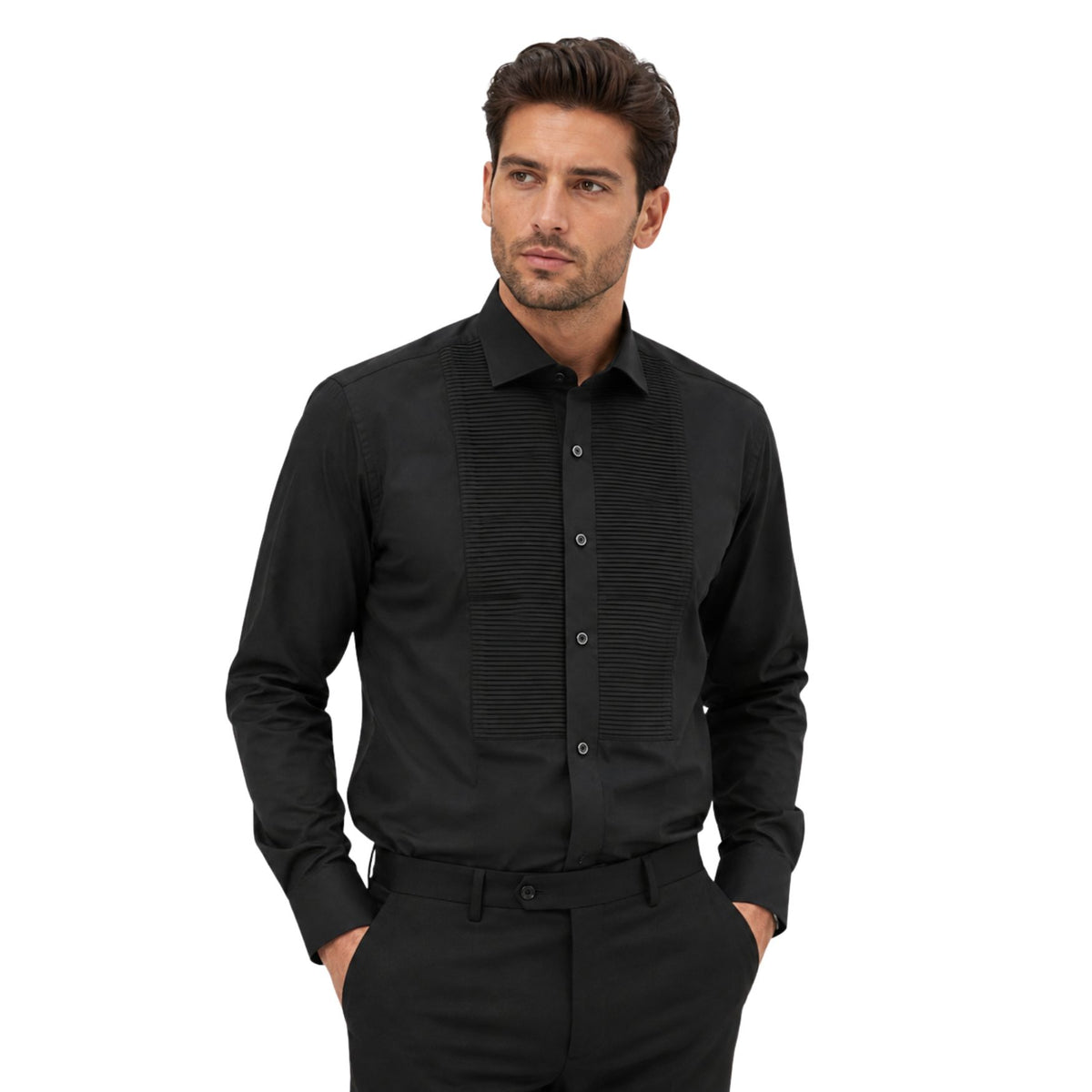 Morenzo Mens Tux Shirt In Black