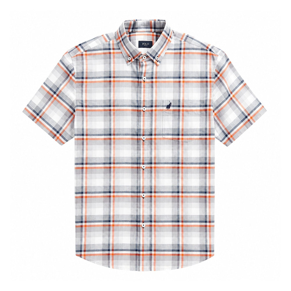 Polo Mens Large Check Shirt In Orange