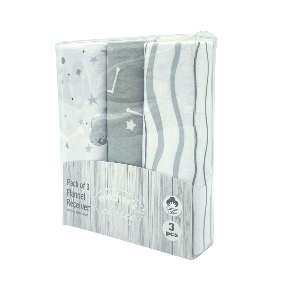 Mother's Choice Unisex Baby Flannel Stars Reciever In Grey