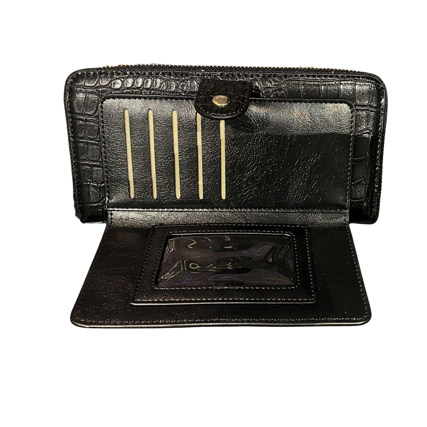 Pierre Cardin Croc Panel Purse In Black