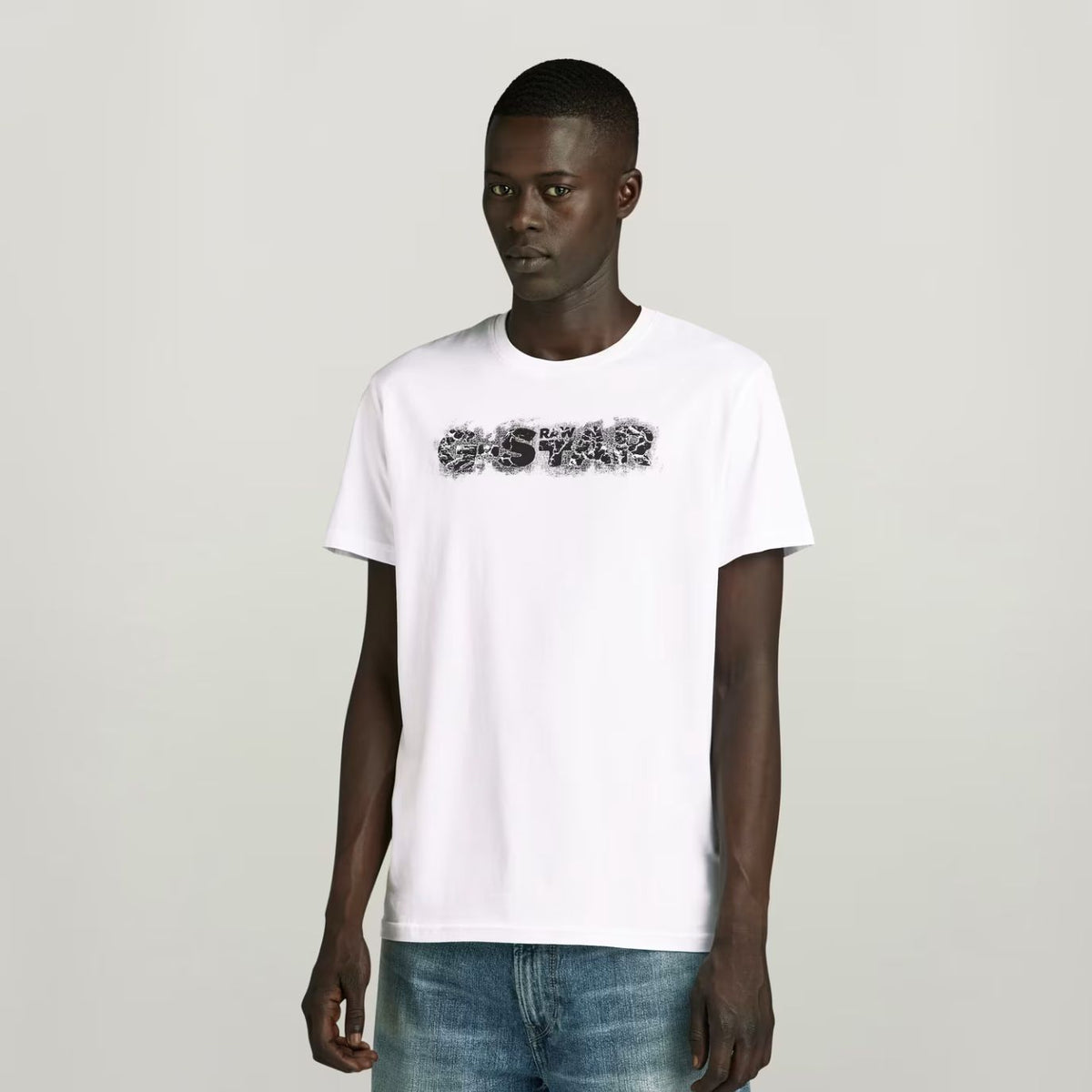 G-Star Raw Mens Distressed Logo T-Shirt In White