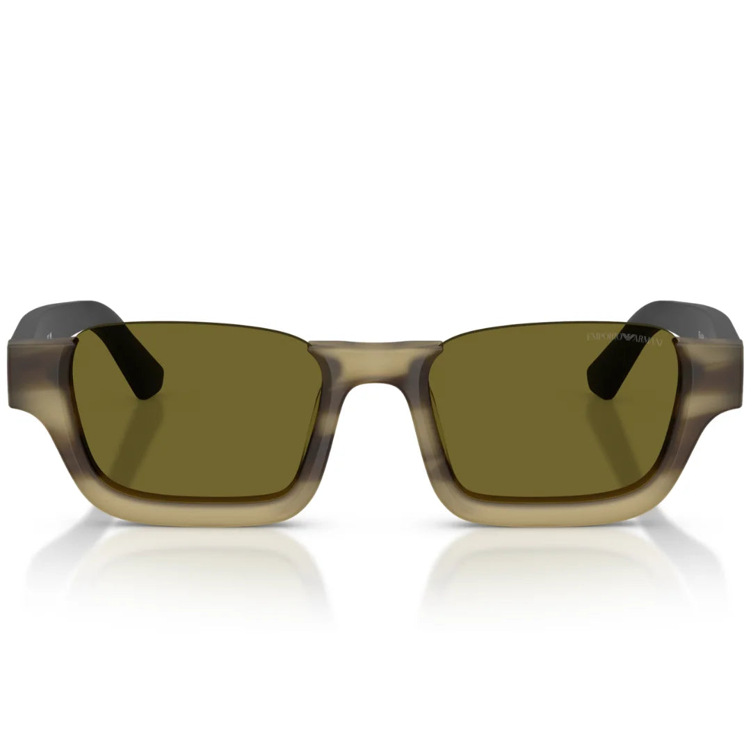 Emporio Armani Unisex Square Rimless Sunglasses In Green/Black