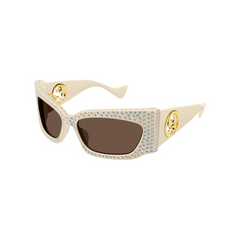 Gucci Sunglass Woman Ivory Brown GG1412S-002