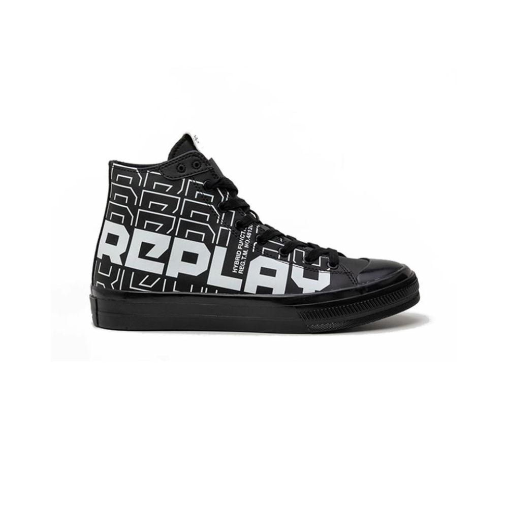 Replay Mens Snap Funtion Shoes Black And White