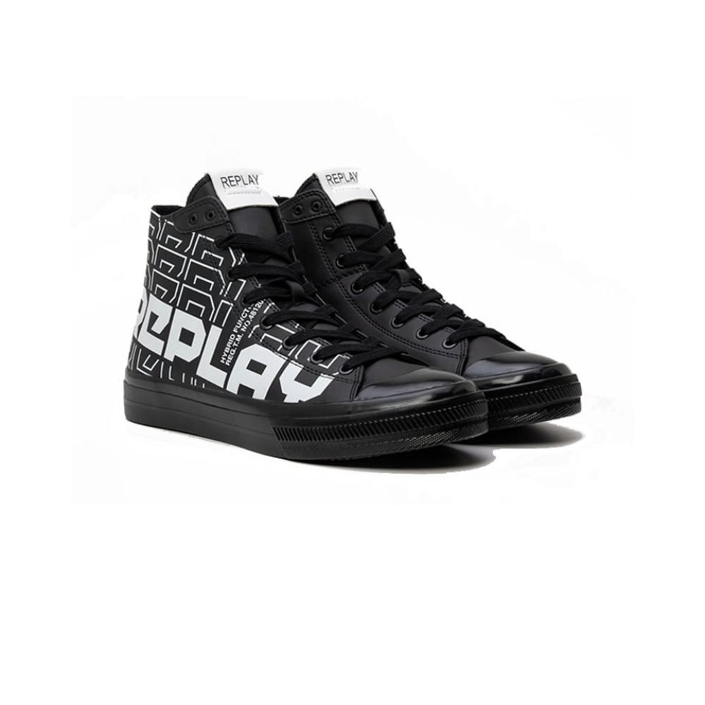 Replay Mens Snap Funtion Shoes Black And White