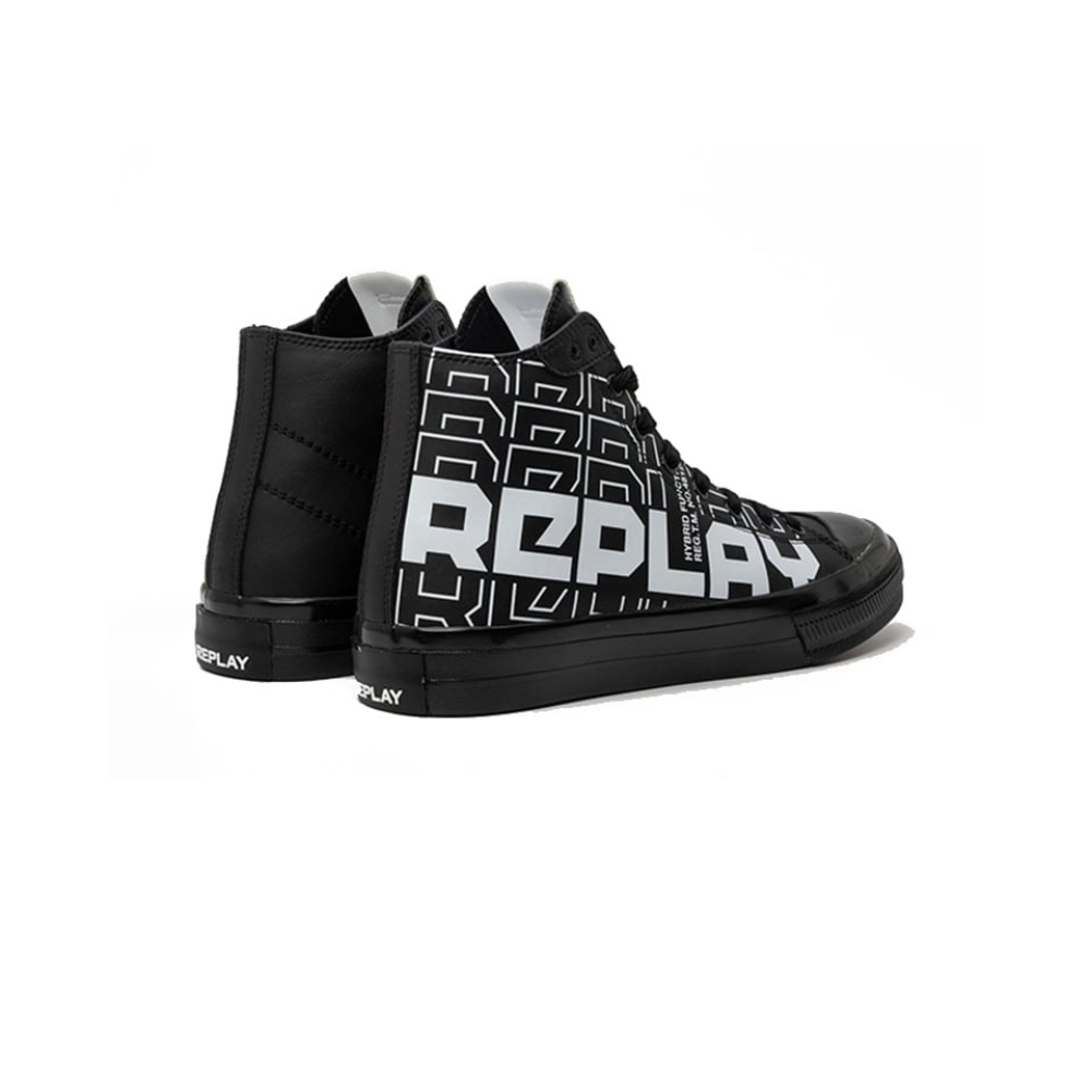 Replay Mens Snap Funtion Shoes Black And White