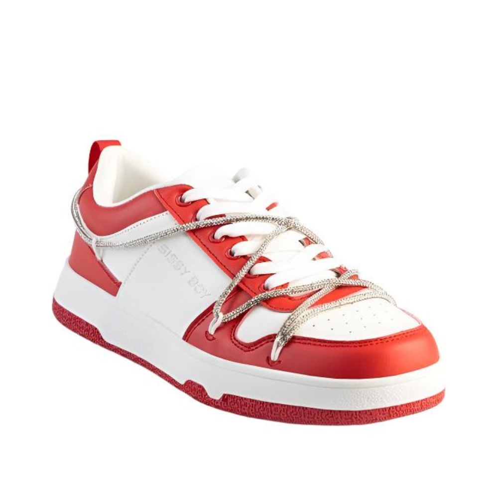 Sissyboy Sh891 Diamond Twirl Colourblock Sneakers Red And White