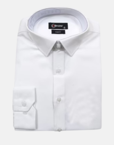 Lorenzini Mens Long Sleeves Stretch Slim Fit Shirt In White