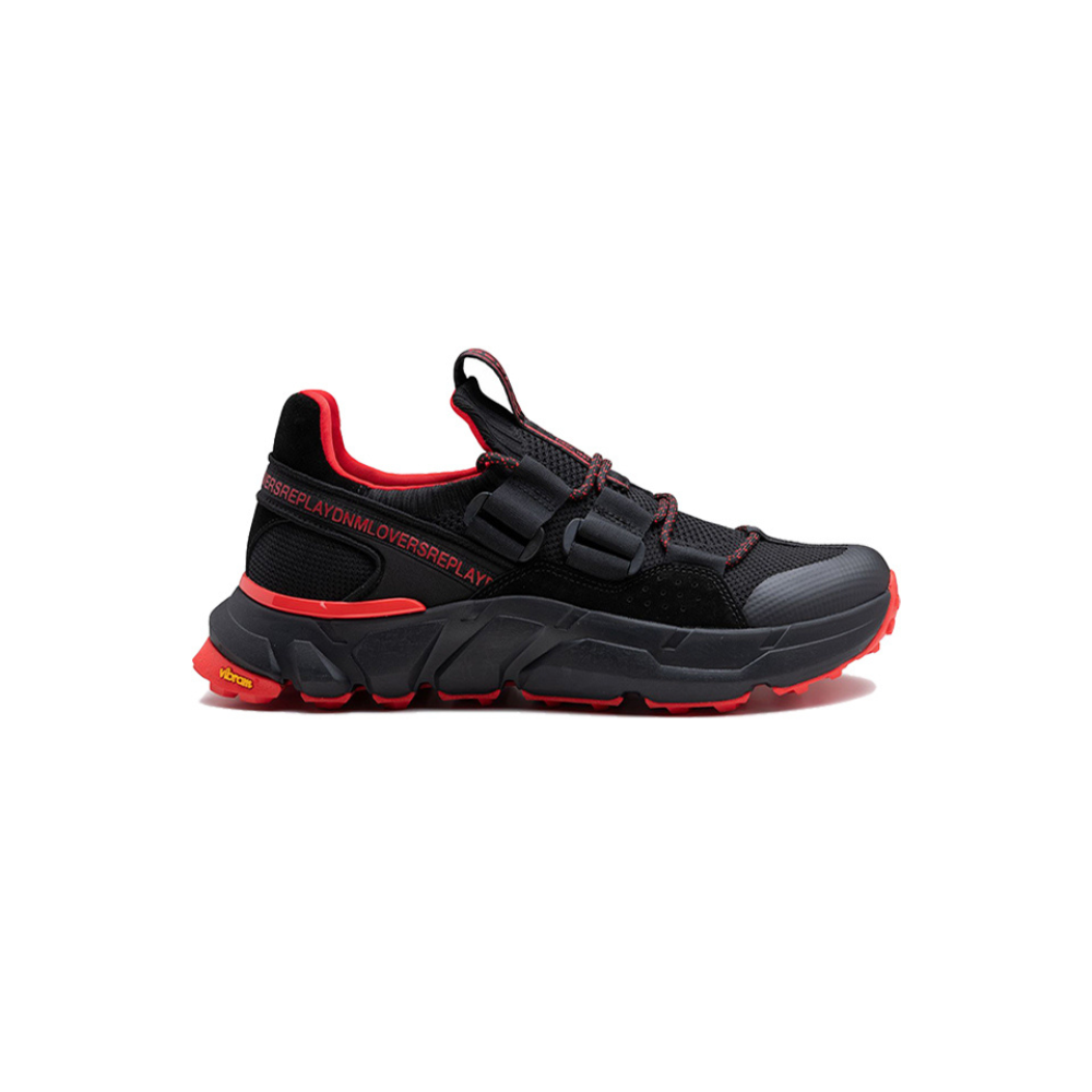 Replay Mens Split Camo Shoes Black And Red