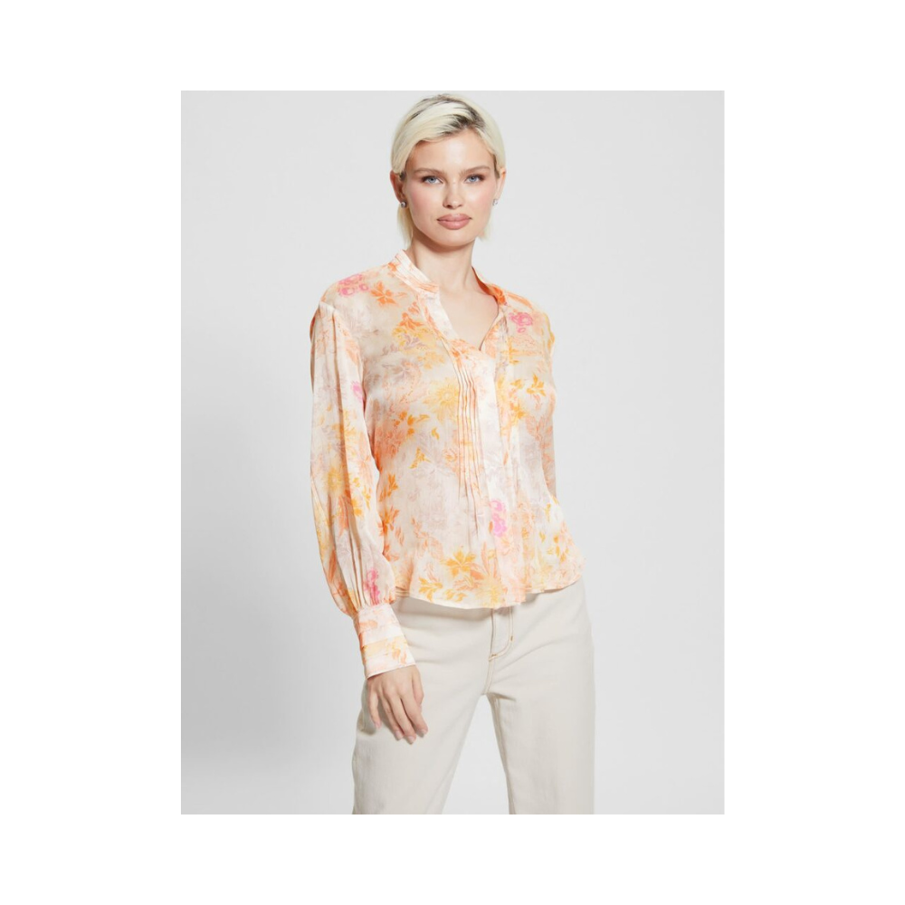 Guess Ls Monica Chiffon Top Floral