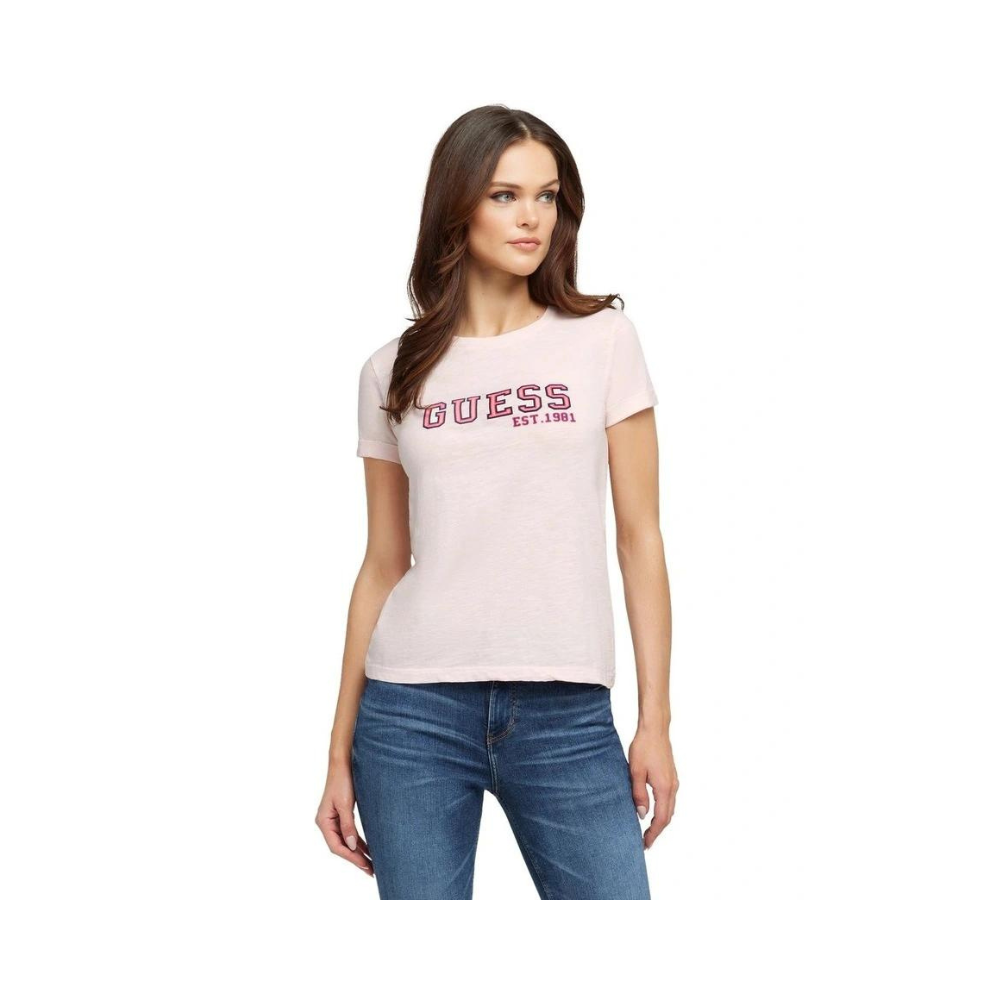 Guess C76004 Lds Ss Cn College Tee Pink