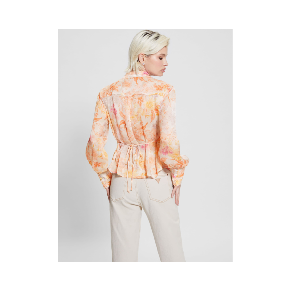 Guess Ls Monica Chiffon Top Floral