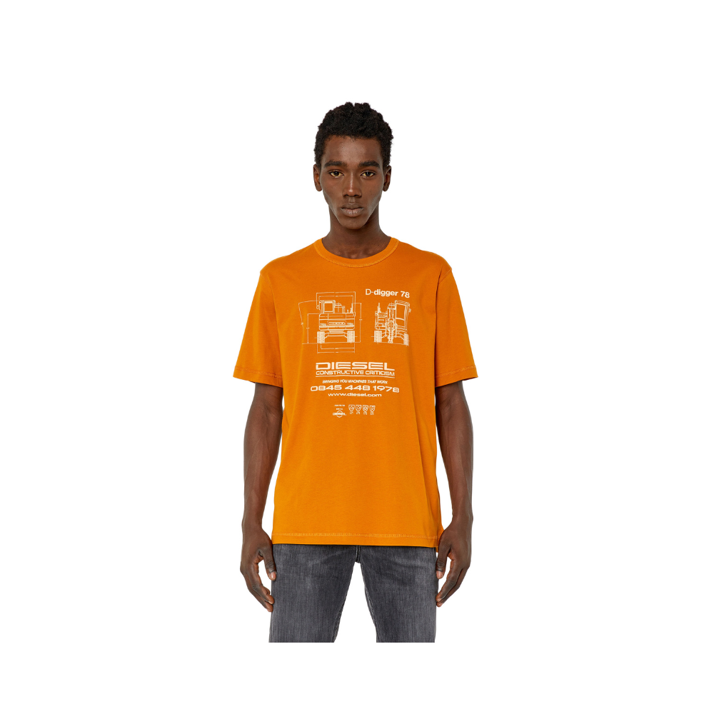 Diesel A090310Cjac Mens Knit Top T-Shirt 7Dj Orange