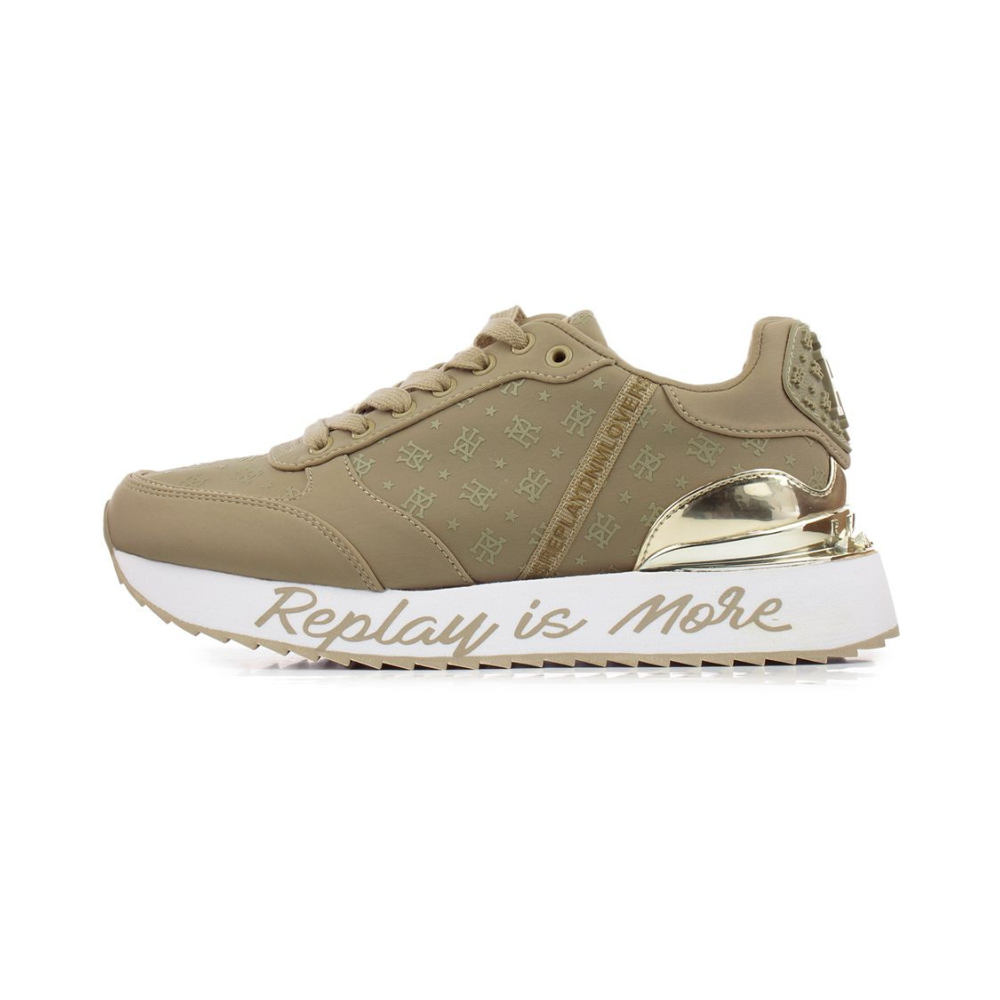 Replay Womens Penny Allover Shoes Beige And White