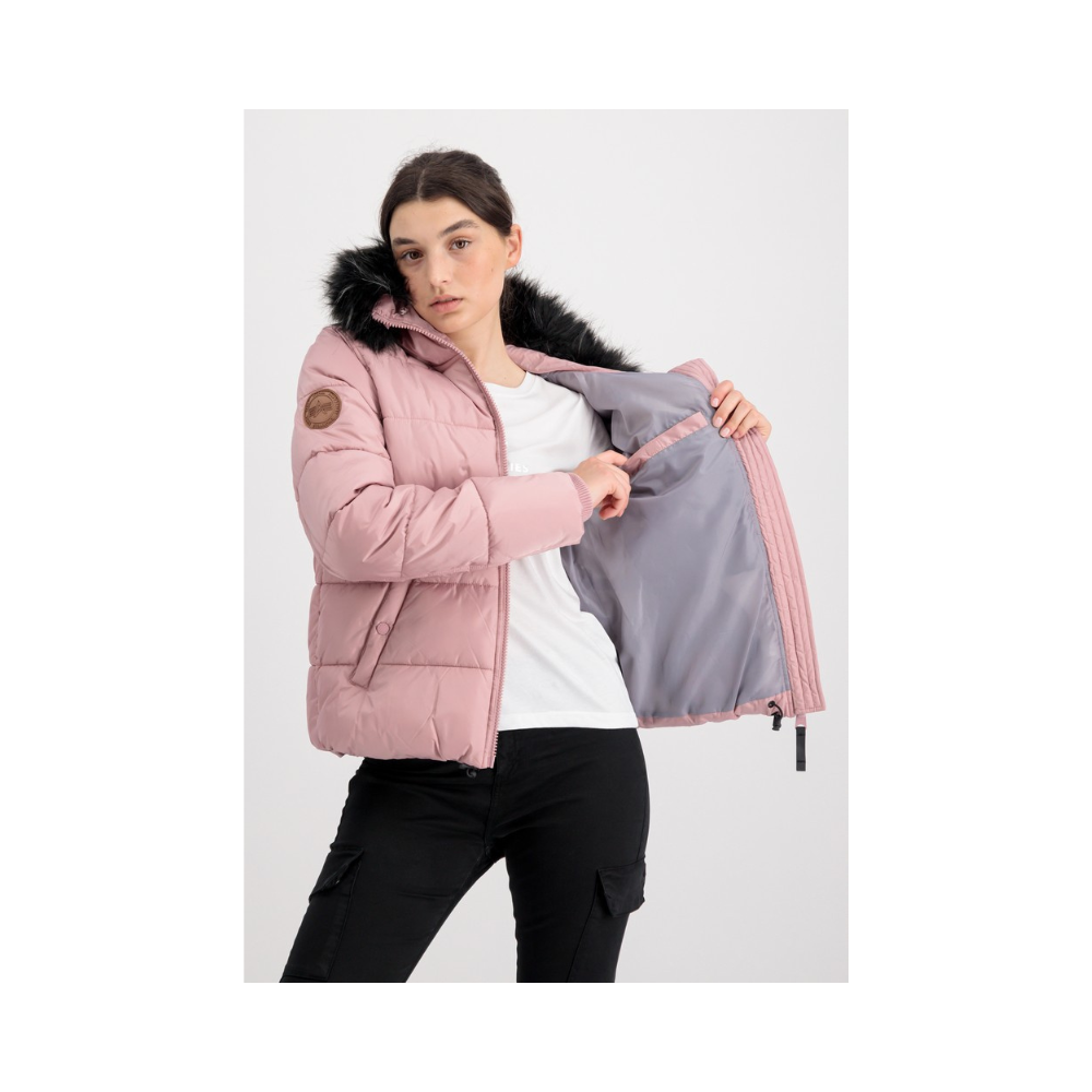 Alpha 108004 Womens Hooded Puffer Jacket Pink