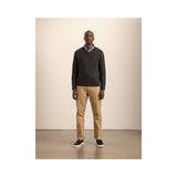 Polo Mens Ls Cotton V Neck Knitwear Charcoal