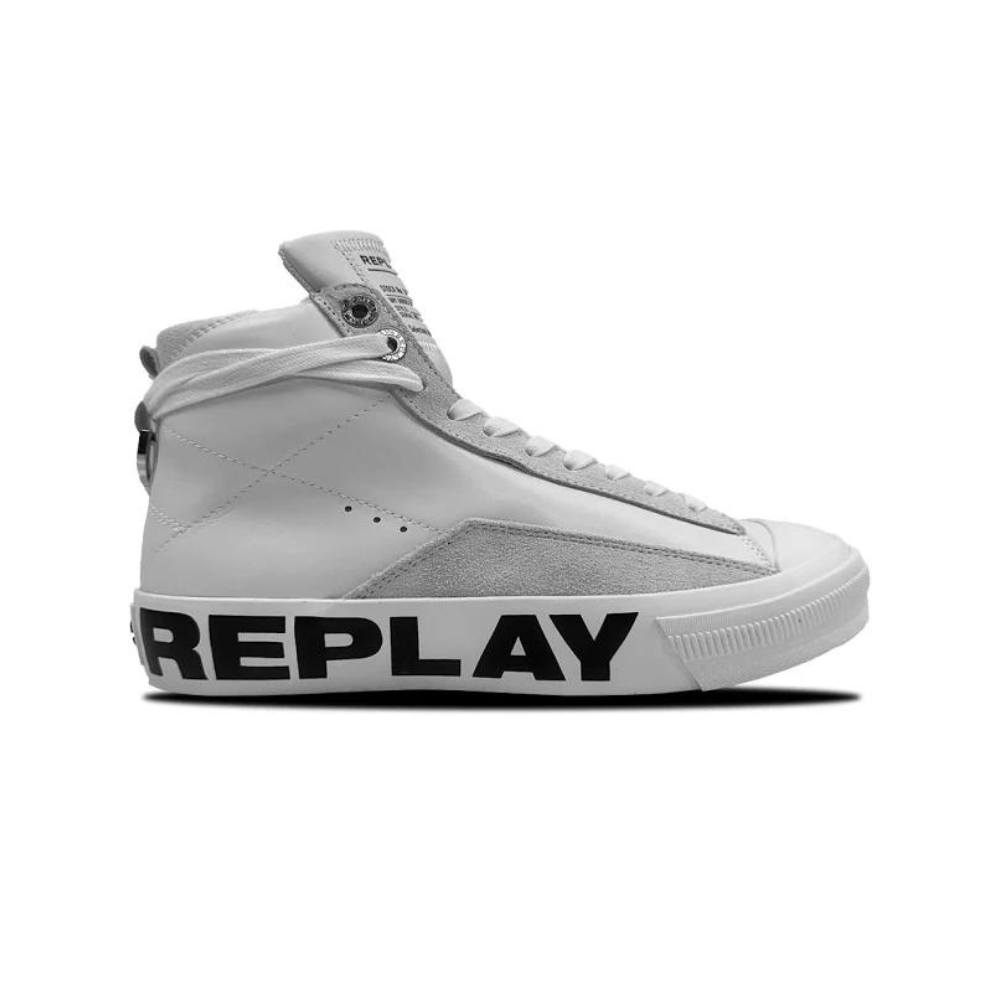 Replay Mens Snap Campus Shoes White Black