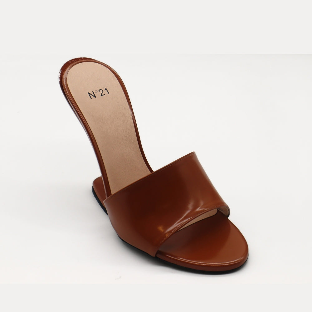 Nº21 23Icpxnv16004 Sabot Open Toe Leather Mules Brown